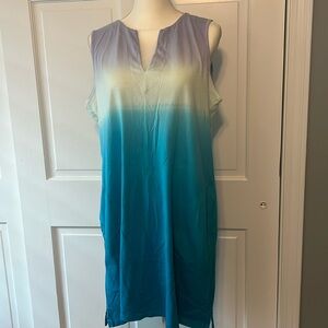 Lands End Cotton Swimsuit Coverup Dip Dyed Ombré L 14 16